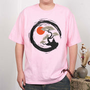 Buddha Stones Red Sun Pine Zen Circle Meditation Buddha Tee T-shirt T-Shirts BS 11