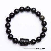Buddha Stones Soul Cleansing Black Obsidian Phoenix Dragon Bracelet
