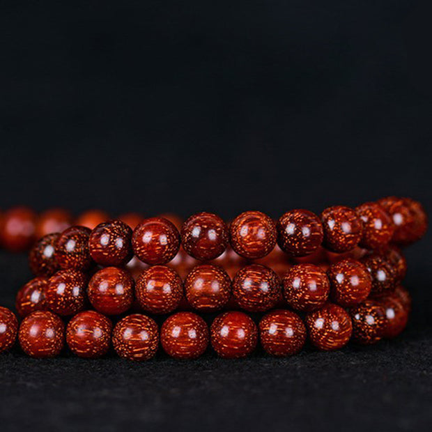 Buddha Stones Tibetan Small Leaf Red Sandalwood Balance Bracelet