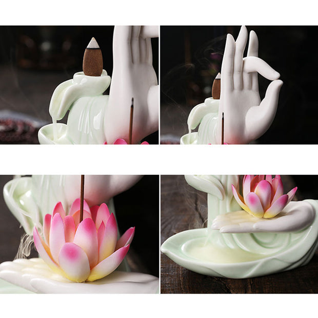 Buddha StonesTibetan Lotus Blessing Incense Burner Decoration (Extra 30% Off | USE CODE: FS30) - image 5