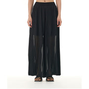 Buddha Stones Solid Color Loose Long Pleated Wide Leg Pants 16