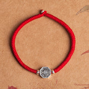 Buddha Stones 925 Sterling Silver Yin Yang Bagua Symbol Cinnabar String Concentration Bracelet Bracelet BS Red Rope 23cm