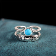 925 Sterling Silver Turquoise Six True Words Blessing Ring