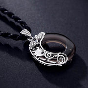 Buddha Stones 12 Constellations of the Zodiac Ice Obsidian Blessing Round Pendant Necklace Necklaces & Pendants BS 16