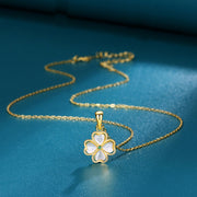 Buddha Stones 925 Sterling Silver Four Leaf Clover Chrysoberyl Cat Eye Love Necklace Pendant (Extra 35% Off | USE CODE: FS35) - Gold - image 0