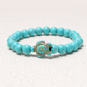 Buddha Stones Natural Stone Sea Turtle Turquoise Blessing Bracelet Bracelet BS Turquoise
