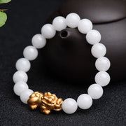 Buddha Stones Natural White Jade PiXiu Wealth Bracelet