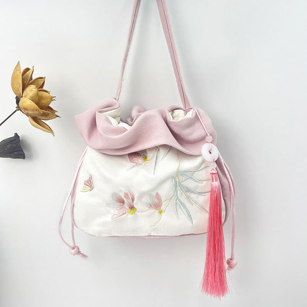 Buddha Stones Suzhou Embroidery Camellia Magnolia Peony Lotus Silk Tote Crossbody Bag Shoulder Bag Handbag 13
