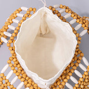 Buddha Stones Hand-woven Round Wooden Beads Handbag