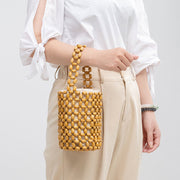 Buddha Stones Hand-woven Crude Wooden Beads Handbag Handbags BS 5
