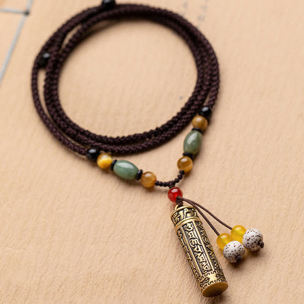 Buddhastoneshop Tibet Om Mani Padme Hum Agate Shurangama Sutra Protection Necklace Pendant Necklaces & Pendants BS 14