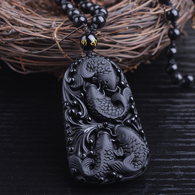 FREE Today: Attract Wealth And Abundance Black Obsidian Koi Fish Necklace Pendant FREE FREE 11