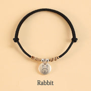 Buddha Stones Handmade 999 Sterling Silver Year of the Dragon Cute Chinese Zodiac Luck Braided Bracelet (Extra 35% Off | USE CODE: FS35) - Black Rope - Rabbit(Wrist Circumference 14-17cm) - image 28