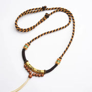 Buddha Stones Tibetan Handmade King Kong Knot Om Mani Padme Hum Prayer Wheel String Necklace Pendant