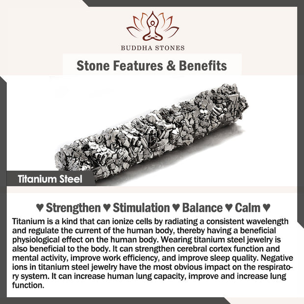 Buddha Stones Six True Words Balance Calm Titanium Steel Ring