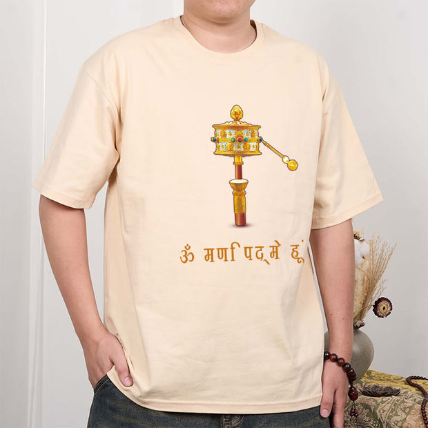 Buddha Stones Sanskrit OM NAMAH SHIVAYA Prayer Wheel Tee T-shirt
