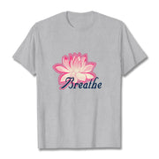 Buddha Stones BREATHE Lotus Flower Tee T-shirt T-Shirts BS LightGrey 2XL