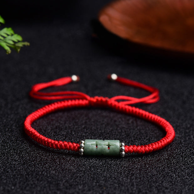 Buddha Stones Natural Jade Companion Lucky Red String Bracelet Bracelet BS 1