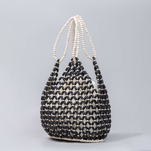 Buddha Stones Hand-woven Wooden Beads Shoulder Bag Handbags Shoulder Bag&Handbags BS 7