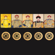 Buddha Stones Feng Shui Five Emperor Coins Luck Bodhi Seed Money Wealth Keychain
