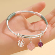 Buddha Stones Pink Crystal Peace Buckle Lucky Flower Love Bracelet Bangle Bracelet Bangle BS 12