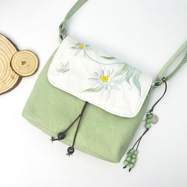 Buddha Stones Embroidered Camellia Epiphyllum Gardenia Sakura Flowers Crossbody Bag Shoulder Bag Cellphone Bag 7