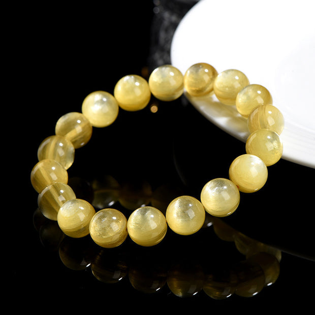 Buddha Stones Natural Golden Lepidolite Protection Prosperity Bracelet