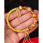 Buddha Stones Natural Tiger Eye Citrine Abacus Charm Protection Bracelet