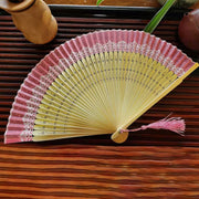 Buddha Stones Simple Hollow Engraved Handheld Bamboo Folding Fan