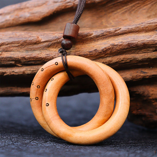 Buddha Stones Jujube Wood Taoist Yin Yang Ring Qiankun Circle Luck Ward Off Evil Spirits Necklace Pendant
