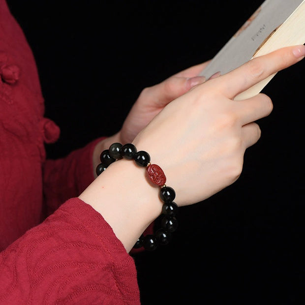 Buddha Stones Chinese Zodiac Natal Buddha Natural Black Obsidian Cinnabar Purification Bracelet (Extra 35% Off | USE CODE: FS35) - image 14