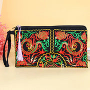 Buddha Stones Dragon Butterfly Cosmos Flower Embroidery Wallet Shopping Purse Purse BS 2