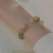 FREE Today: Bring Luck Energy 14K Gold Plated Jade Bead Four Leaf Clover Chain Bracelet FREE FREE 2