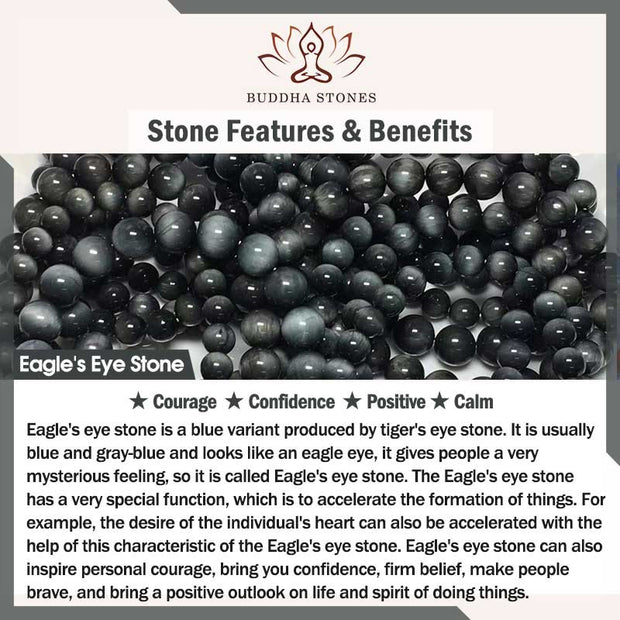 Buddha Stones Black Obsidian Eagle's Eye Stone Strength Courage Bracelet