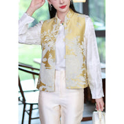 Buddha Stones Peacock Flower Pattern Tang Suit Design Vest Jacket