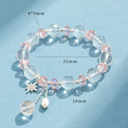 Buddha Stones White Crystal Pink Crystal Protection Star Charm Bracelet 7