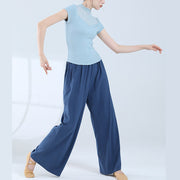 Buddha Stones Loose Cotton Drawstring Wide Leg Pants For Yoga Dance With Pockets Wide Leg Pants BS 36