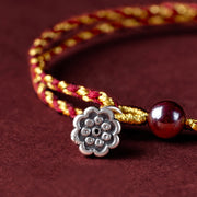 Buddha Stones Handcrafted Red Gold Rope Lotus Peace And Joy Charm Braid Bracelet Bracelet BS 13