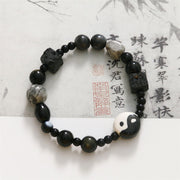 FREE Today: Protection And Willpower Black Onyx Picasso Jasper Bead Yin Yang Bracelet