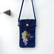 Buddha Stones Small Embroidered Flowers Crossbody Bag Shoulder Bag Cellphone Bag 11*20cm 37