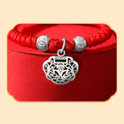 Buddha Stones 925 Sterling Silver Chinese Lock Charm Multicolored Red String Protection Handmade Braided Kids Bracelet