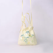 Buddha Stones Lotus Peony Epiphyllum Phoenix Suzhou Embroidery Cotton Linen Tote Crossbody Bag Shoulder Bag Handbag