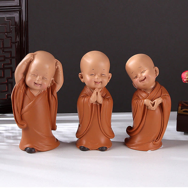 Buddha Stones Small Mini Meditation Praying Monk Serenity Resin Home Decoration