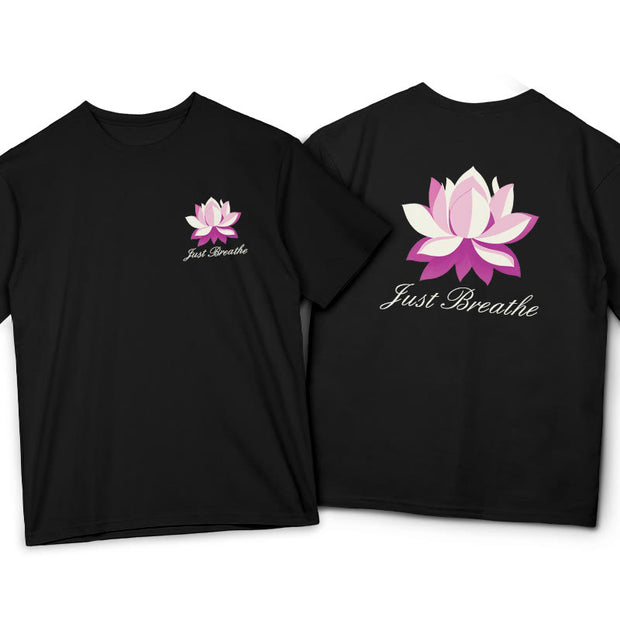 Buddha Stones Lotus Just Breathe Tee T-shirt T-Shirts BS Black 2XL