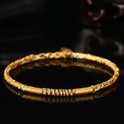 Buddha Stones Handmade Gold Multicolored Rope Protection Braided Bracelet Anklet Bracelet Anklet BS 3