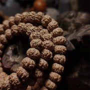 108 Mala Beads Rudraksha Bodhi Seed Luck Wealth Tassel Quadruple Wrap Bracelet