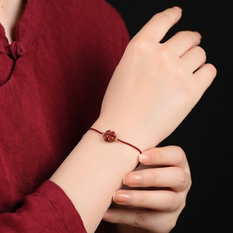 Hand woven red string fashion cinnabar bracelet