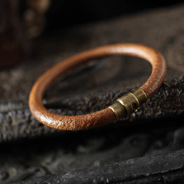 FREE Today: Spiritual Healing Retro Leather Copper Magnetic Buckle Bracelet