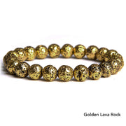 Natural Agate Stone Crystal Balance Beaded Bracelet Bracelet BS Golden Lava Rock