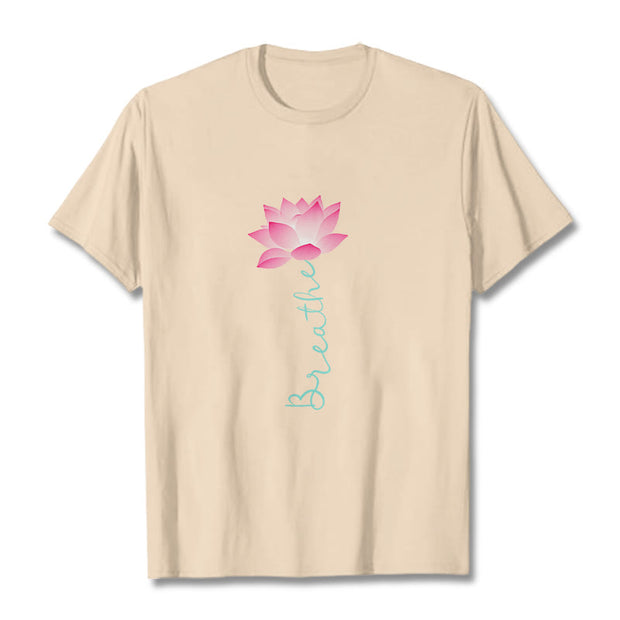 Buddha Stones BREATHE Lotus Tee T-shirt T-Shirts BS Bisque 2XL